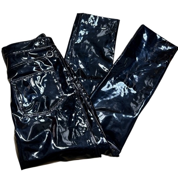 SIMON MILLER Patent Faux Leather Pants 26 Black Goth Dark Romantic Wet Look - Picture 8 of 15